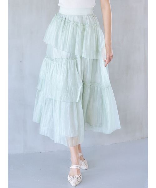 MERCURYDUO（マーキュリーデュオ）の「ランダムティアードスカート（スカート・レディース・ブラウン/アイボリー/ミント・SMALL/MEDIUM）」の2枚目の写真