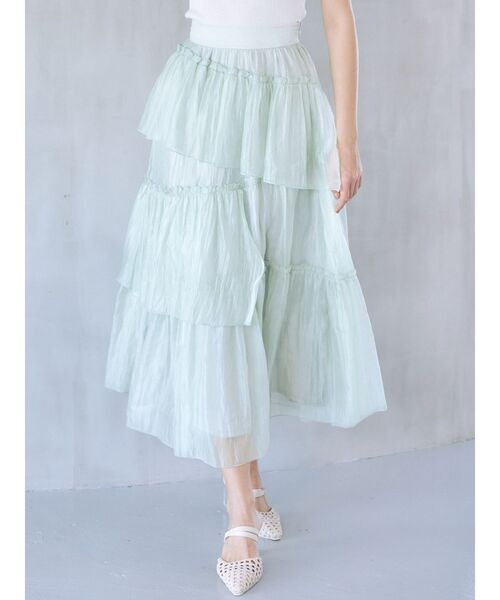 MERCURYDUO（マーキュリーデュオ）の「ランダムティアードスカート（スカート・レディース・ブラウン/アイボリー/ミント・SMALL/MEDIUM）」の15枚目の写真