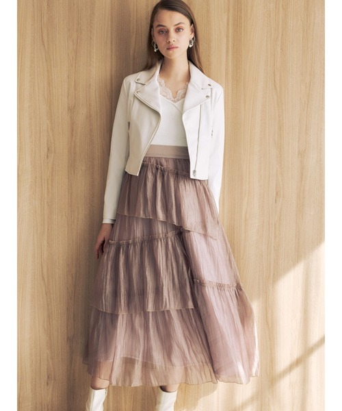 MERCURYDUO（マーキュリーデュオ）の「ランダムティアードスカート（スカート・レディース・ブラウン/アイボリー/ミント・SMALL/MEDIUM）」の10枚目の写真