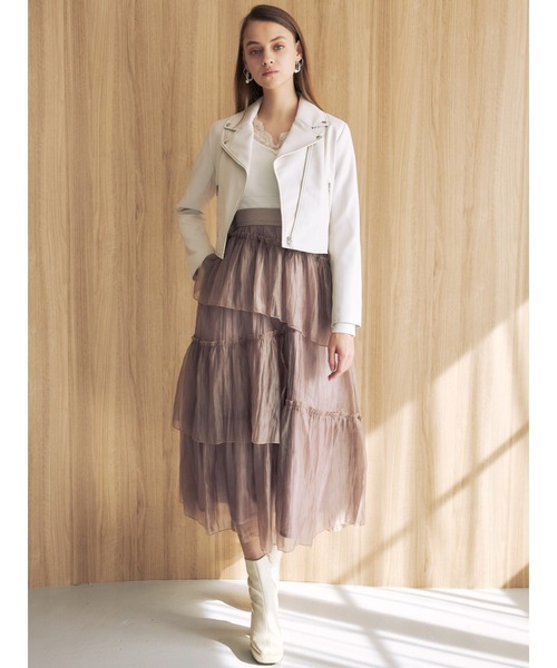 MERCURYDUO（マーキュリーデュオ）の「ランダムティアードスカート（スカート・レディース・ブラウン/アイボリー/ミント・SMALL/MEDIUM）」の11枚目の写真