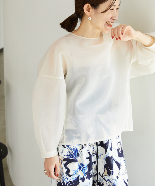 VERMEIL par iena / ヴェルメイユパーイエナ 24SS 24070938800110 ダブルラッセル ダンボールプルオーバー 長袖カットソー VERMEIL par iena（ヴェルメイユパーイエナ）の「ダブルラッセル