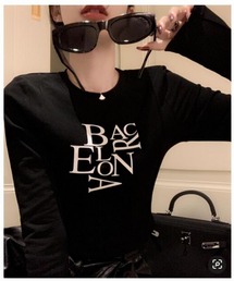 長袖トップス/Tシャツ BACロゴレタリングスリムライン