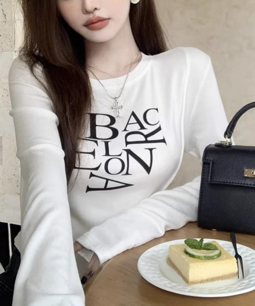 MAISON DE THERESE(メゾン ド テレーズ)の「長袖トップス/Tシャツ BACロゴレタリングスリムライン(Tシャツ/カットソー・レディース・ホワイト/ブラック・M/S/L/XL)」の17枚目の写真