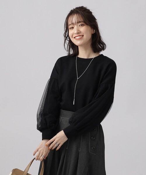 DRESKIP(ドレスキップ)の「◆一枚で上品華やか お袖チュール 裏毛トップス(スウェット・レディース・オフホワイト/グレー/ブラック/ライトブルー・02/03/04)」の14枚目の写真