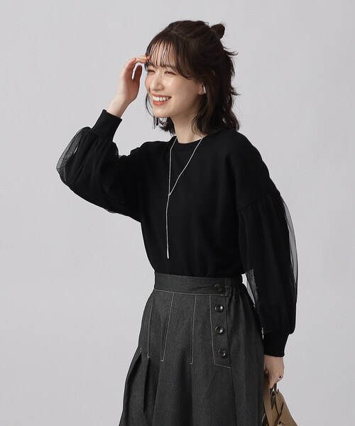 DRESKIP(ドレスキップ)の「◆一枚で上品華やか お袖チュール 裏毛トップス(スウェット・レディース・オフホワイト/グレー/ブラック/ライトブルー・02/03/04)」の15枚目の写真