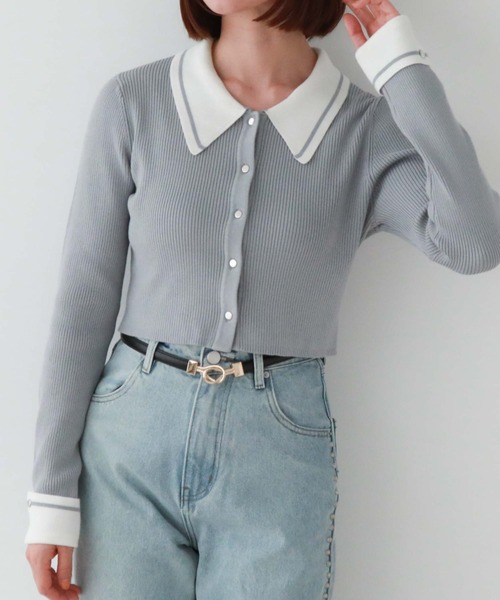 archives（アルシーヴ）の「ラインカラークラシカルリブニット（ニット/セーター・レディース・アイボリー/ブルーグレー/ブラック・MEDIUM）」の14枚目の写真