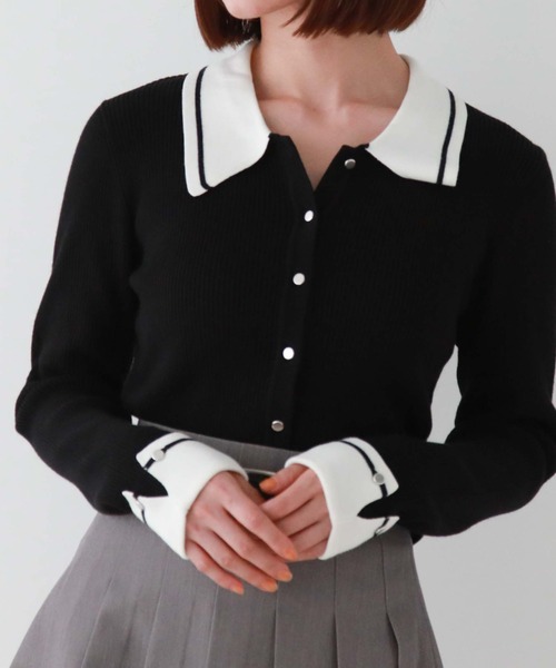 archives（アルシーヴ）の「ラインカラークラシカルリブニット（ニット/セーター・レディース・アイボリー/ブルーグレー/ブラック・MEDIUM）」の13枚目の写真