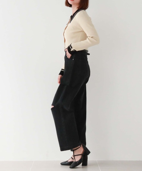 archives（アルシーヴ）の「ラインカラークラシカルリブニット（ニット/セーター・レディース・アイボリー/ブルーグレー/ブラック・MEDIUM）」の6枚目の写真