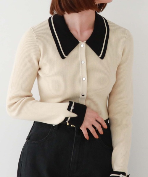 archives（アルシーヴ）の「ラインカラークラシカルリブニット（ニット/セーター・レディース・アイボリー/ブルーグレー/ブラック・MEDIUM）」の17枚目の写真