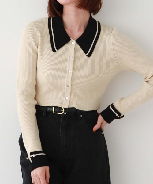 archives（アルシーヴ）の「ラインカラークラシカルリブニット（ニット/セーター・レディース・アイボリー/ブルーグレー/ブラック・MEDIUM）」の16枚目の写真