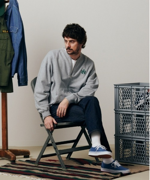 Right-on（ライトオン）の「【Hollywood athletic co】スウェットカーディガン ユニセックス（スウェット・メンズ・グレー/グリーン・M/XL/L）」の4枚目の写真