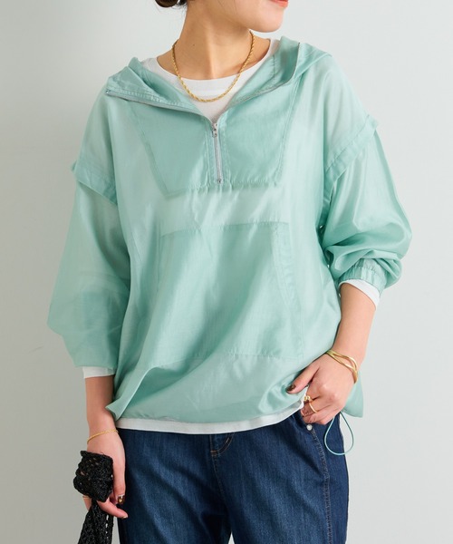 un dix cors（アンディコール）の「シアーアノラック（パーカー・レディース・ブラック/オフホワイト/ブルー/グリーン・FREE）」の9枚目の写真