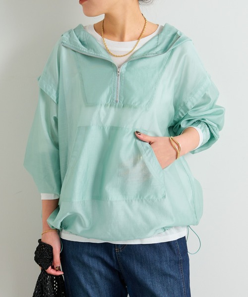 un dix cors（アンディコール）の「シアーアノラック（パーカー・レディース・ブラック/オフホワイト/ブルー/グリーン・FREE）」の6枚目の写真