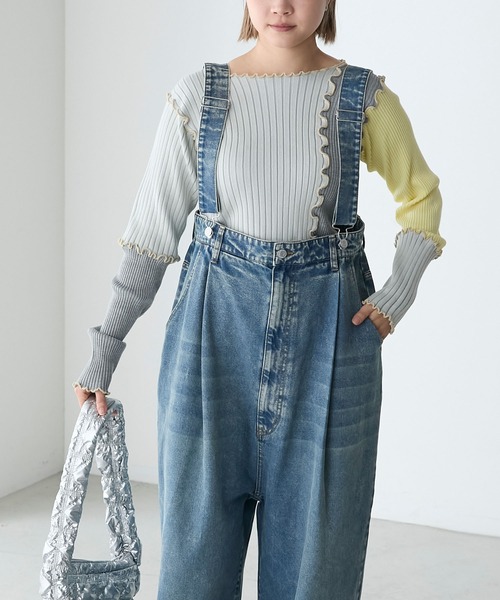 forksy.(フォルクシー)の「【forksy.】パッチワークメローニットプルオーバー(ニット/セーター・レディース・グレー/ブラック/アイボリー・FREE)」の4枚目の写真