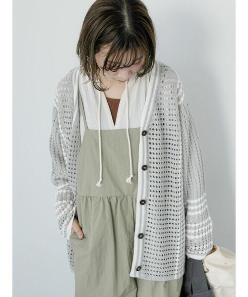 Samansa Mos2 blue（サマンサモスモスブルー）の「◎クロシェ風メッシュニットカーディガン（カーディガン/ボレロ・レディース・ブラック/オフホワイト/グレー・F）」の10枚目の写真