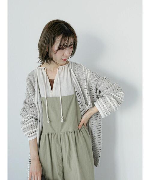 Samansa Mos2 blue（サマンサモスモスブルー）の「◎クロシェ風メッシュニットカーディガン（カーディガン/ボレロ・レディース・ブラック/オフホワイト/グレー・F）」の11枚目の写真