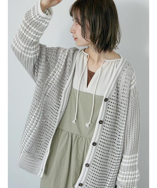 Samansa Mos2 blue（サマンサモスモスブルー）の「◎クロシェ風メッシュニットカーディガン（カーディガン/ボレロ・レディース・ブラック/オフホワイト/グレー・F）」の13枚目の写真