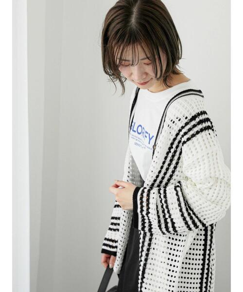 Samansa Mos2 blue（サマンサモスモスブルー）の「◎クロシェ風メッシュニットカーディガン（カーディガン/ボレロ・レディース・ブラック/オフホワイト/グレー・F）」の20枚目の写真
