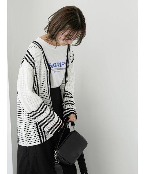 Samansa Mos2 blue（サマンサモスモスブルー）の「◎クロシェ風メッシュニットカーディガン（カーディガン/ボレロ・レディース・ブラック/オフホワイト/グレー・F）」の21枚目の写真