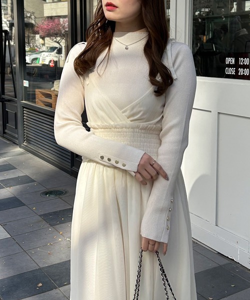 INGNI（イング）の「肩リボンカシュクールチュールキャミワンピース（ワンピース・レディース・オフホワイト/ブラック/グレー・M）」の16枚目の写真