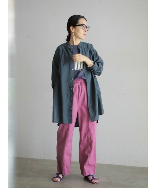 FIL DE FER（フィルデフェール）の「製品染コットンツイル　イージー9分丈パンツ（その他パンツ・レディース・パープル/グリーン/ブルー・MEDIUM/SMALL）」の8枚目の写真