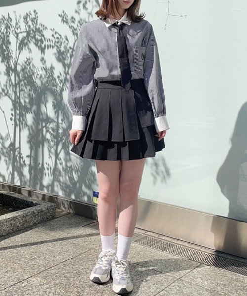 one way（ワンウェイ）の「ダブルプリーツスカート（スカート・レディース・ブラック/グレー・FREE）」の14枚目の写真
