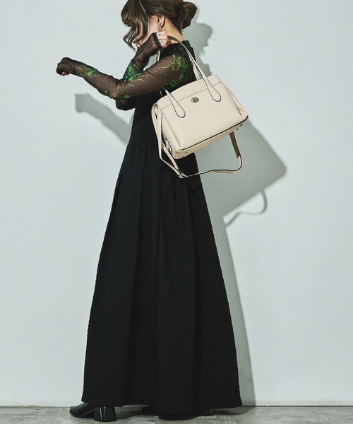 D.KELLY（ディーケリー）の「D.KELLY フロントポケット シボレザー2wayトートバッグ ショルダーバッグ レディース バッグ（トートバッグ・レディース・グレー/カーキ/アイボリー/ブラック/キャメル/ベージュ/ダークブルー/イエロー/ローズ・ONE SIZE）」の10枚目の写真