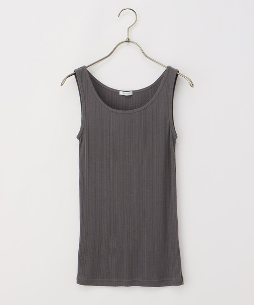 Honeys（ハニーズ）の「ランダムリブタンクトップ（タンクトップ・レディース・ベージュ/ブラック/オフホワイト/グリーン/ピンク/スミクロ/スモークピンク・S/L/M/LL）」の18枚目の写真