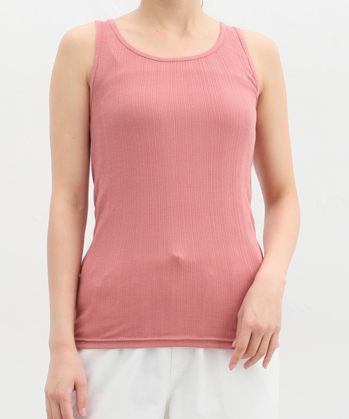 Honeys（ハニーズ）の「ランダムリブタンクトップ（タンクトップ・レディース・ベージュ/ブラック/オフホワイト/グリーン/ピンク/スミクロ/スモークピンク・S/L/M/LL）」の11枚目の写真