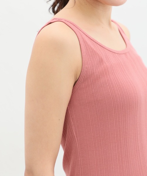 Honeys（ハニーズ）の「ランダムリブタンクトップ（タンクトップ・レディース・ベージュ/ブラック/オフホワイト/グリーン/ピンク/スミクロ/スモークピンク・S/L/M/LL）」の15枚目の写真