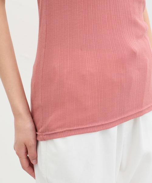 Honeys（ハニーズ）の「ランダムリブタンクトップ（タンクトップ・レディース・ベージュ/ブラック/オフホワイト/グリーン/ピンク/スミクロ/スモークピンク・S/L/M/LL）」の16枚目の写真