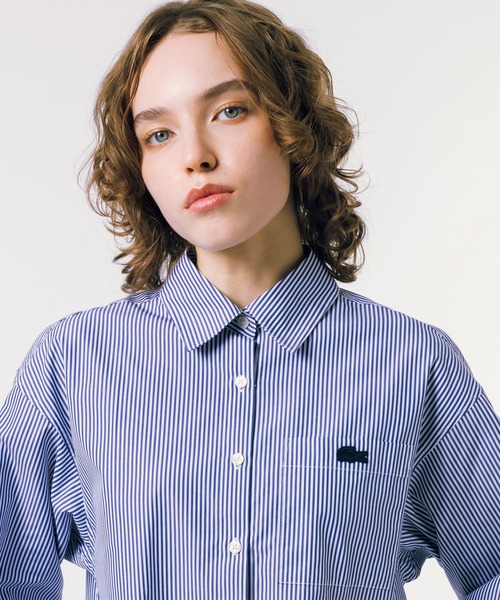 LACOSTE(ラコステ)の「ボリュームスリーブ ストライプクロップド 長袖シャツ(シャツ/ブラウス・レディース・ピンク/ネイビー/ロイヤルブルー・34/36/40/38)」の6枚目の写真