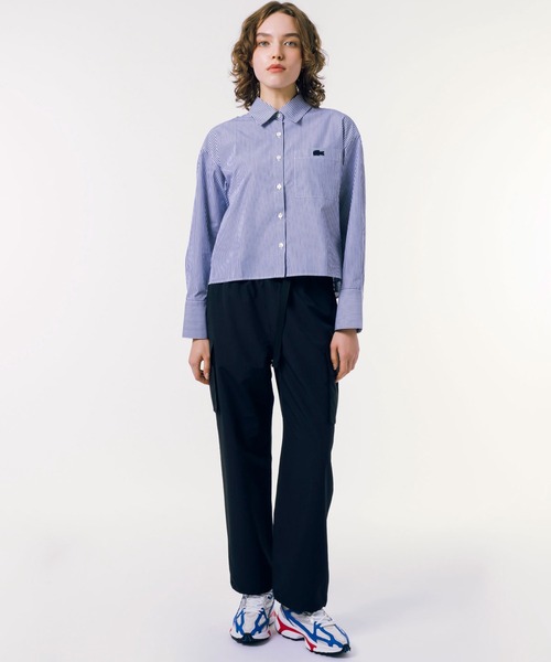 LACOSTE(ラコステ)の「ボリュームスリーブ ストライプクロップド 長袖シャツ(シャツ/ブラウス・レディース・ピンク/ネイビー/ロイヤルブルー・34/36/40/38)」の9枚目の写真