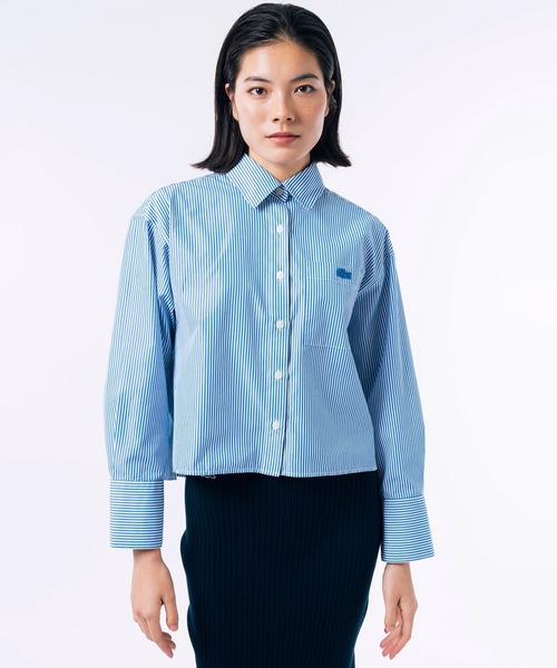 LACOSTE(ラコステ)の「ボリュームスリーブ ストライプクロップド 長袖シャツ(シャツ/ブラウス・レディース・ピンク/ネイビー/ロイヤルブルー・34/36/40/38)」の16枚目の写真