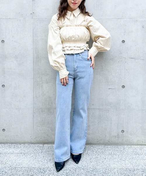 archives（アルシーヴ）の「ストライプビスチェ×シャツ（シャツ/ブラウス・レディース・ブルー/オフホワイト/ベージュ・MEDIUM）」の10枚目の写真