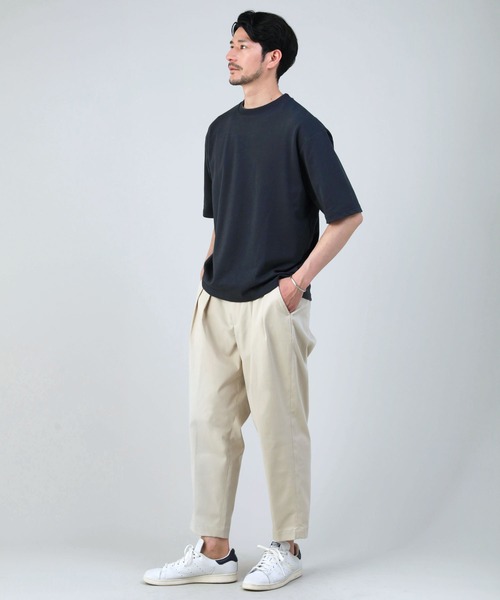 LIL VENDARS(リルヴェンダース)の「Buyer's Select /【接触冷感】ポンチ襟リブ裏配色半袖カットソー(Tシャツ/カットソー・メンズ・オフホワイト/チャコール/サックスブルー/グレイッシュベージュ・M/LL/L)」の8枚目の写真