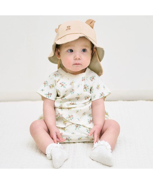 apres les cours(アプレレクール)の「耳付きベビー帽子(その他ベビー用品・キッズ・ストライプ/ベージュ・46/48)」の16枚目の写真