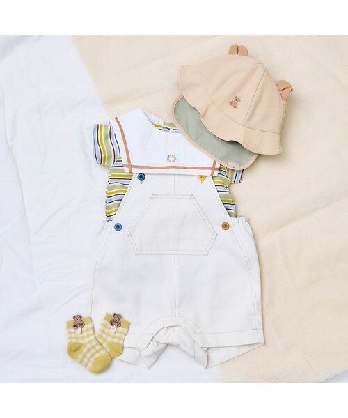 apres les cours(アプレレクール)の「耳付きベビー帽子(その他ベビー用品・キッズ・ストライプ/ベージュ・46/48)」の17枚目の写真