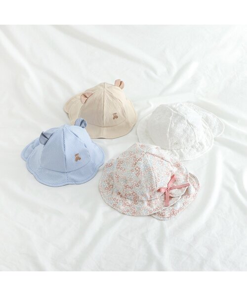 apres les cours(アプレレクール)の「耳付きベビー帽子(その他ベビー用品・キッズ・ストライプ/ベージュ・46/48)」の18枚目の写真