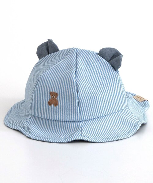 apres les cours(アプレレクール)の「耳付きベビー帽子(その他ベビー用品・キッズ・ストライプ/ベージュ・46/48)」の7枚目の写真