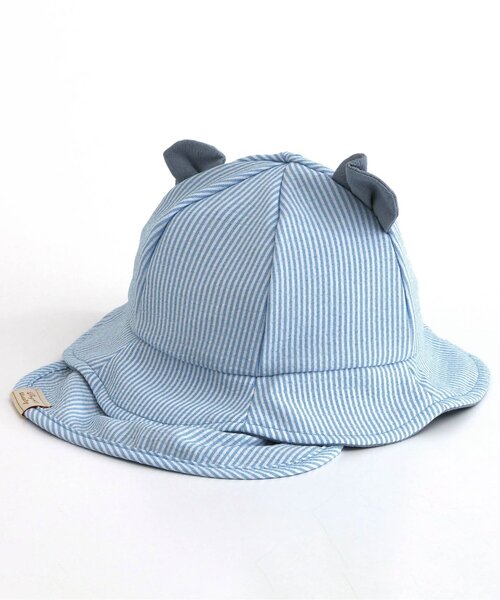 apres les cours(アプレレクール)の「耳付きベビー帽子(その他ベビー用品・キッズ・ストライプ/ベージュ・46/48)」の9枚目の写真