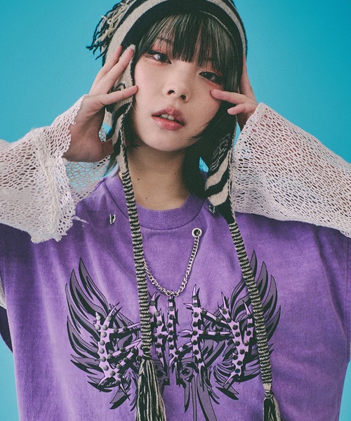 GALFY(ガルフィー)の「【GALFY/ガルフィー】ゴリ厨二タンク(Tシャツ/カットソー・メンズ・ライトグレー/パープル/ブラック・L/XL)」の3枚目の写真