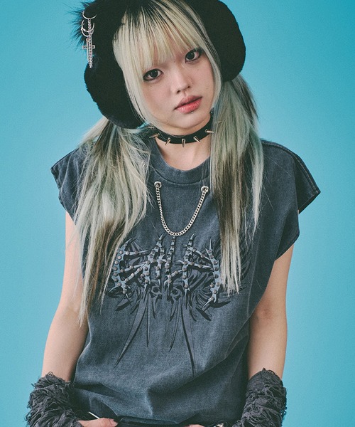 GALFY(ガルフィー)の「【GALFY/ガルフィー】ゴリ厨二タンク(Tシャツ/カットソー・メンズ・ライトグレー/パープル/ブラック・L/XL)」の2枚目の写真