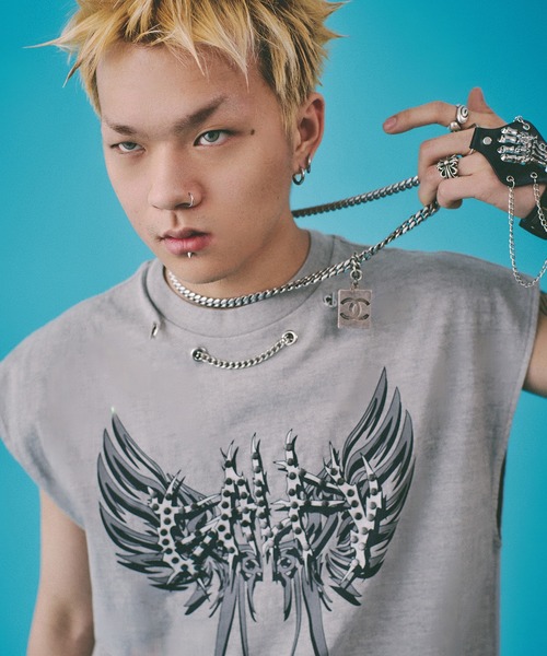 GALFY(ガルフィー)の「【GALFY/ガルフィー】ゴリ厨二タンク(Tシャツ/カットソー・メンズ・ライトグレー/パープル/ブラック・L/XL)」の14枚目の写真