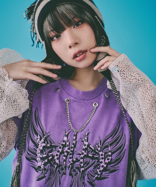 GALFY(ガルフィー)の「【GALFY/ガルフィー】ゴリ厨二タンク(Tシャツ/カットソー・メンズ・ライトグレー/パープル/ブラック・L/XL)」の15枚目の写真