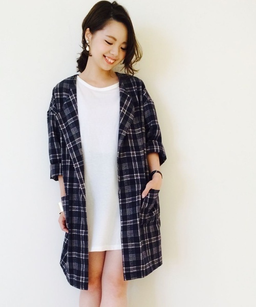 Kastane(カスタネ)の「オープンカラーガウン(その他アウター・レディース・ベージュ/ネイビー/カーキ/ブラック/ブルー/ブラック系その他/オリーブ・FREE)」の1枚目の写真