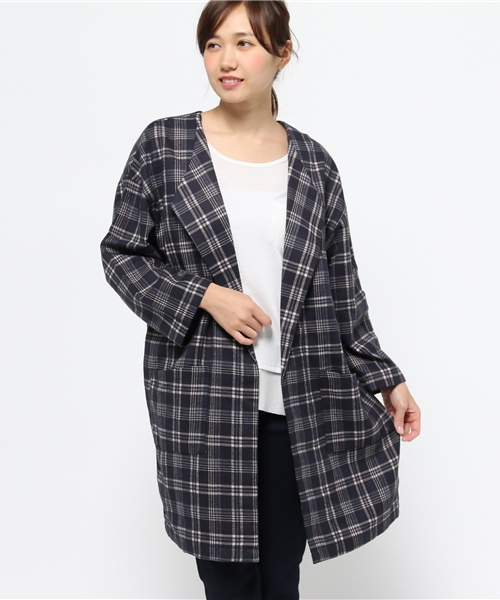 Kastane(カスタネ)の「オープンカラーガウン(その他アウター・レディース・ベージュ/ネイビー/カーキ/ブラック/ブルー/ブラック系その他/オリーブ・FREE)」の8枚目の写真