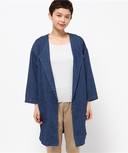 Kastane(カスタネ)の「オープンカラーガウン(その他アウター・レディース・ベージュ/ネイビー/カーキ/ブラック/ブルー/ブラック系その他/オリーブ・FREE)」の20枚目の写真