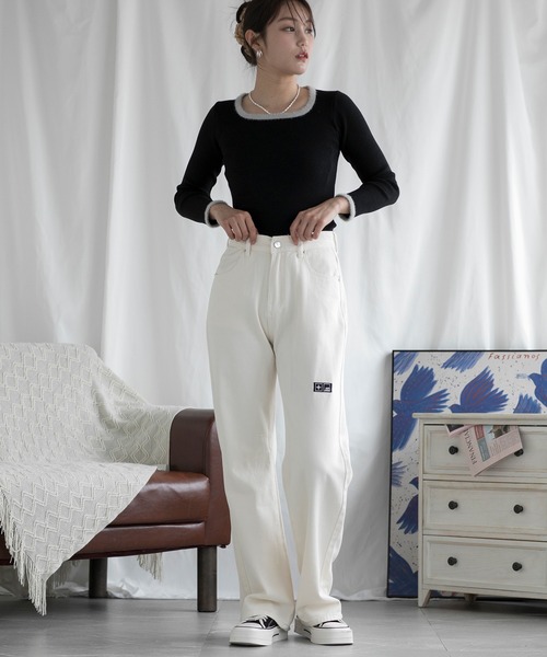 aimoha(アイモハ)の「アメリカ風ゆったりロング丈デニムパンツ(デニムパンツ・レディース・ホワイト/ライトグレー/カーキ・X-SMALL/SMALL/MEDIUM/LARGE/X-LARGE)」の16枚目の写真
