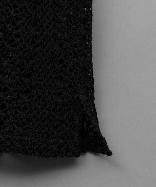 MAISON SPECIAL（メゾンスペシャル）の「《UNISEX》Crochet Like Mesh Prime-Over Short Sleeve Shirt/クロシェライクメッシュプライムオーバーショートスリーブシャツ【MAISON SPECIAL/メゾンスペシャル】（シャツ/ブラウス・メンズ・ブラック/ホワイト・2/1）」の7枚目の写真